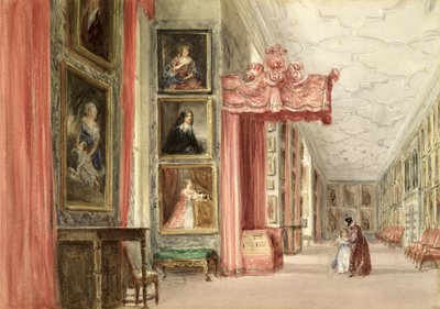 Innenansicht der langen Galerie, Hardwick Hall, Derbyshire, 1838 von David Cox