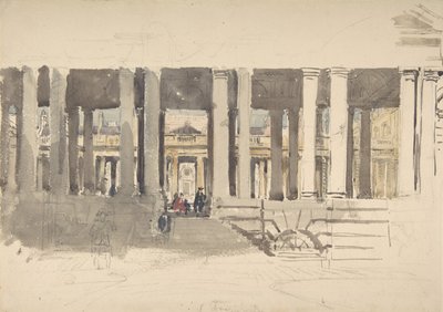 Greenwich Hospital recto, Studie eines Gebäudes verso, ca. 1831 von David Cox the elder