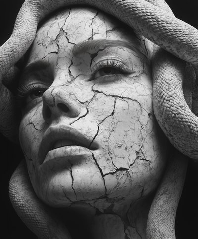 Rissige Medusa Skulptur von David Drake