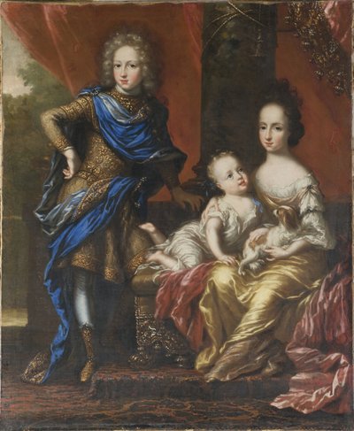 Karl XII., 1682-1718, König von Schweden, seine Schwestern Hedvig Sofia, 1681-1708, Prinzessin von Schweden, Herzogin von Holstein-Gottorp und Ulrika Eleonora die Jüngere, 1688-1741, Königin von Schweden von David Klöcker Ehrenstrahl