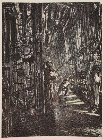 Ein Kesselraum auf einem Schlachtschiff, Illustration aus 