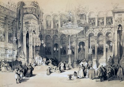 Innenraum der Kirche des Heiligen Grabes, Jerusalem von David Roberts