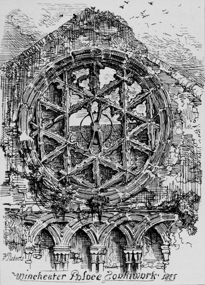 Das runde Fenster der Halle des Winchester House, Winchester Palace, Southwark von David Roberts