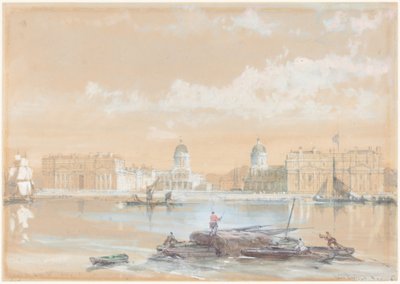 Das Marinekolleg vom Fluss bei Greenwich von David Roberts