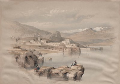 Tiberias, von den Mauern, Safet in der Ferne von David Roberts