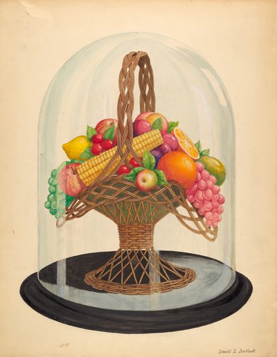 Ornament, Wachsobst unter Glaskugel von David S. De Vault