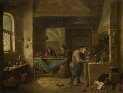 Der Alchemist und sein Schüler von David Teniers the Younger