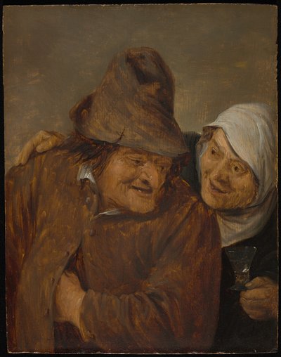 Zwei Bauern mit einem Glas Wein von David Teniers the Younger