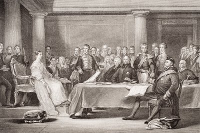Königin Victorias erster Rat, Kensington Palace, 21. Juni 1837, aus `Illustrations of English and Scottish History