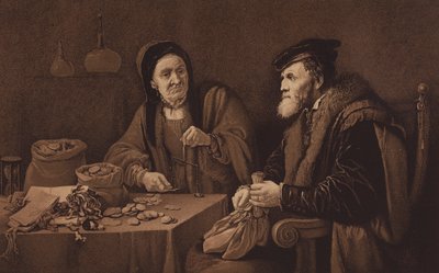 Die Geizigen, nach dem Bild in der National Gallery, London (Lithografie) von David the Younger (after) Teniers