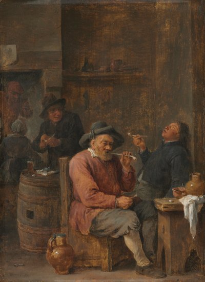 Bauern rauchen in einem Gasthaus von David the Younger Teniers