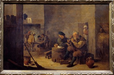 Rauchen in einem Gasthaus. Gemälde von David Teniers II dem Jüngeren (17. Jahrhundert) von David Teniers the Younger