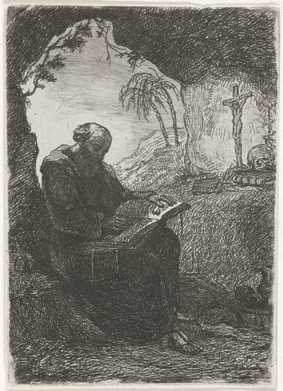 Mönch in einer Grotte von David van der Kellen