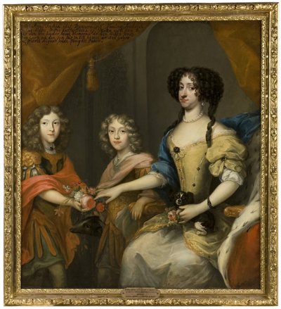 Anna Sofia, 1647-1717, Prinzessin von Dänemark, Kurfürstin von Sachsen, ihre Söhne Johann Georg IV, 1668-1697, Kurfürst von Sachsen, Friedrich August I / August II der Starke, 1670-1733, Kurfürst von Sachsen, König von Polen von David von Krafft