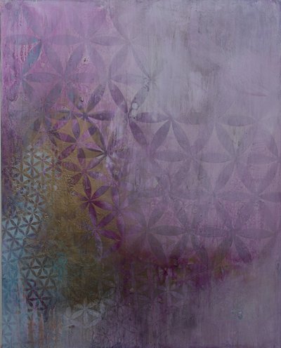 Violett-goldenes Blumenleben von Deb Chaney