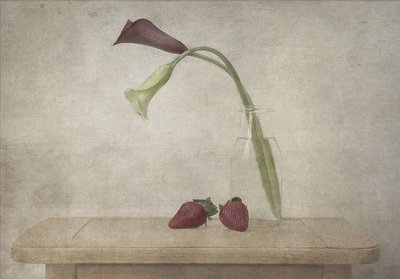 Calla-Lilien und Erdbeeren von Deborah Gugeri