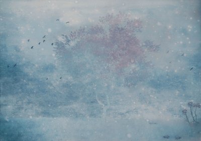 Nebliger Winterbaum von Delphine Devos