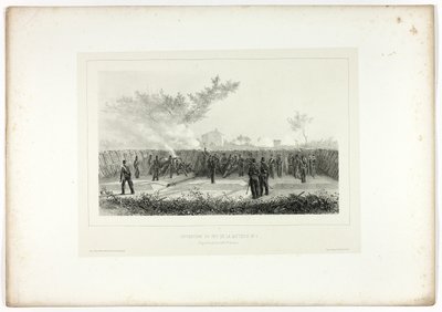 Batterie Nr.1 eröffnet das Feuer, aus Souvenirs d’Italie: Expédition de Rome von Denis Auguste Marie Raffet
