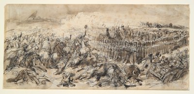 Kampfszene (Studie für die 2. leichte Kavallerie, die den Ansturm der Araber abwehrt) von Denis Auguste Marie Raffet