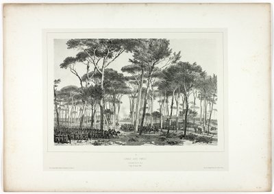 Kampf in Pamfili, aus Souvenirs d’Italie: Expédition de Rome von Denis Auguste Marie Raffet