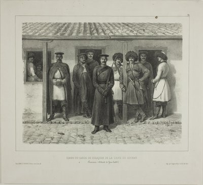 Kosakenleibwächter der Linie, Kuban, Taman, Straße von Yeni-Kale, 9. Oktober 1837 von Denis Auguste Marie Raffet