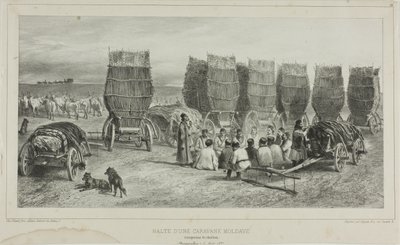 Rastplatz eines moldawischen Karawanentransports von Kohle, Bessarabien, 5. August 1837 von Denis Auguste Marie Raffet