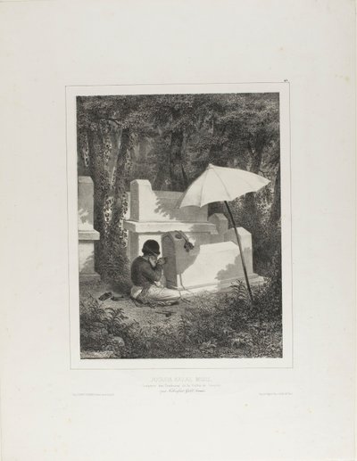 Porträt von Juguda Kazaz, Misiz, bei der Arbeit als Grabmalbildhauer im Josaphattal, nahe Tchioufout-Galeh, Krim von Denis Auguste Marie Raffet