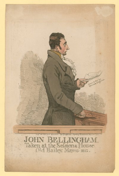 John Bellingham, aufgenommen im Sessions House, Old Bailey, 15. Mai 1812 von Denis Dighton