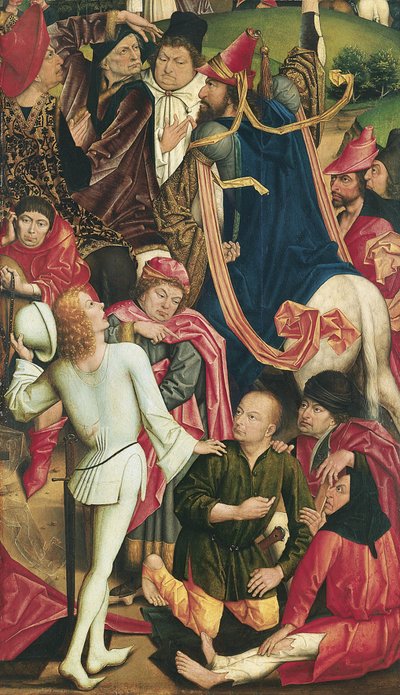 Ritter und Soldaten spielen Würfel um das Gewand Christi von Derick Baegert
