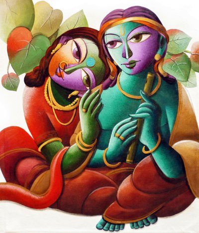 Krishna Radha göttliche Liebe von Dhananjoy Mukherjee