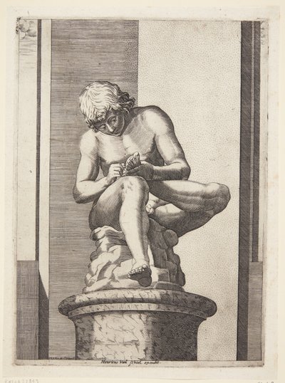 Junge, der sich einen Dorn aus dem Fuß zieht (Spinario) von Diana Scultori