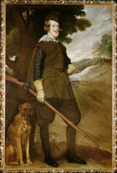 Felipe IV., König von Spanien, mit Jagdhund von Diego Rodriguez de Silva y Velazquez