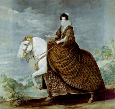 Porträt von Königin Isabella von Bourbon zu Pferd von Diego Rodriguez de Silva y Velazquez