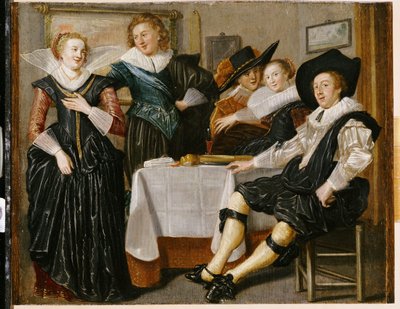 Eine fröhliche Gesellschaft in einem Innenraum von Dirck Hals