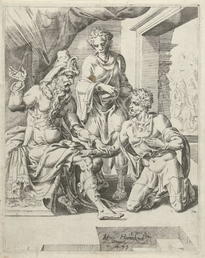 Eliëzer verspricht, eine Frau für Isaak zu finden von Dirck Volckertsz. Coornhert (attributed to)