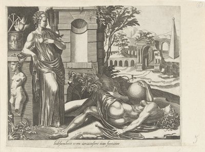 Geduld als Sieger des Glücks von Dirck Volckertsz. Coornhert (attributed to)
