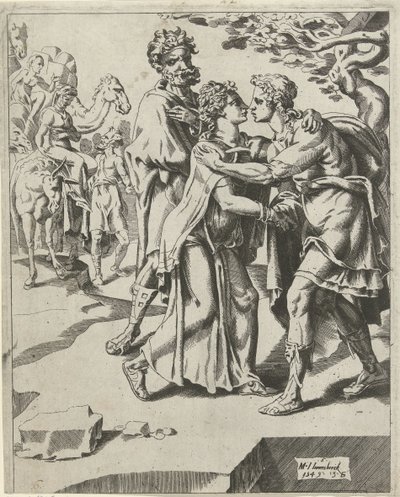 Isaak begrüßt Rebekka von Dirck Volckertsz. Coornhert (attributed to)