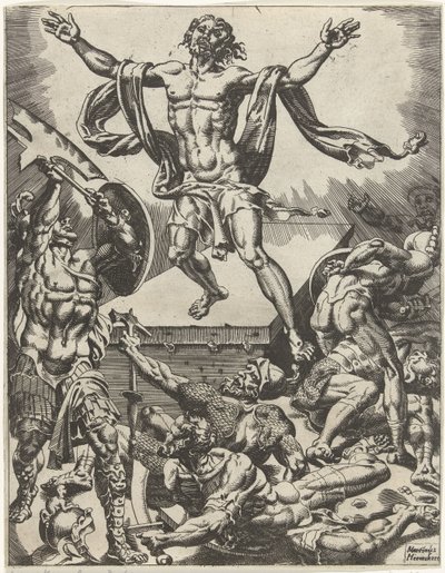 Auferstehung Christi (Serie: Fall und Erlösung der Menschheit durch das Leben und die Passion Christi) von Dirck Volckertsz. Coornhert (attributed to)