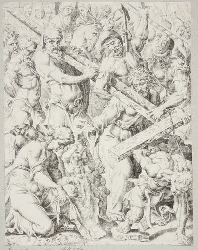 Christus trägt das Kreuz und das Wunder des Veronikatuchs von Dirck Volckertsz. Coornhert