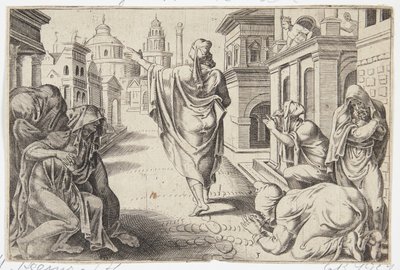 Die Menschen von Ninive bereuen, nachdem sie die Prophezeiungen von Jona gehört haben von Dirck Volckertsz. Coornhert