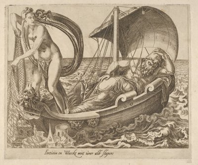 Das Glück wacht nicht über alle Schläfer aus Sechs Sprüchen über das Glück, ca. 1560 von Dirck Volkertsen Coornhert