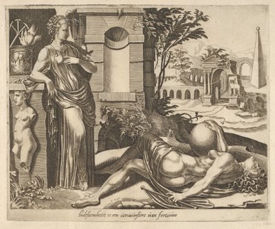Geduld als Sieger über das Schicksal aus Sechs Sprüche über das Schicksal (ca. 1560) von Dirck Volkertsen Coornhert