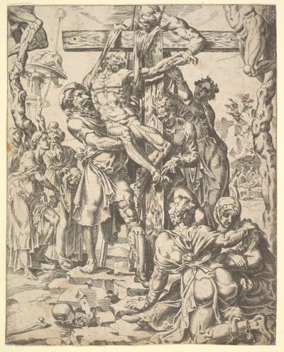 Die Kreuzabnahme, aus Der Fall und die Erlösung der Menschheit durch das Leben und Leiden Christi, 1548 von Dirck Volkertsen Coornhert