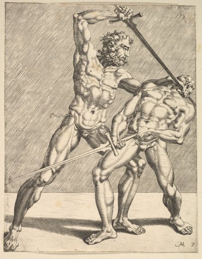 Zwei Fechter, aus Fechter, Platte 7, 1552 von Dirck Volkertsen Coornhert