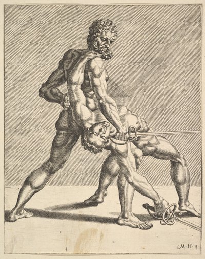 Zwei Fechter, aus Fechter, Platte 8, 1552 von Dirck Volkertsen Coornhert