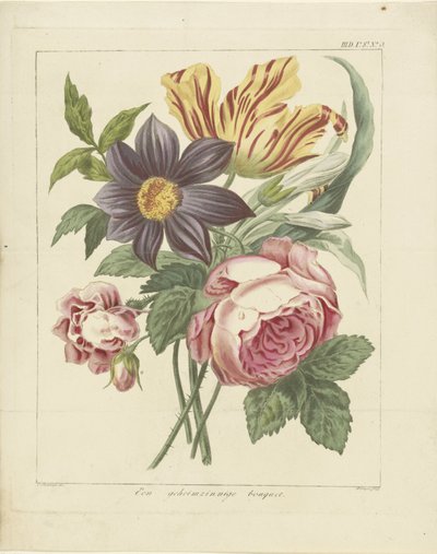 Blumenstrauß mit Pfingstrose und Tulpe von Dirk Sluyter