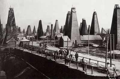 Ölquellen in Baku am Kaspischen Meer, Russland, um 1890 von Dmitri Ivanovich Yermakov
