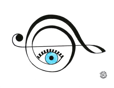 Violinschlüssel - Musiksymbol als Auge gezeichnet von Dmitri Smirnov