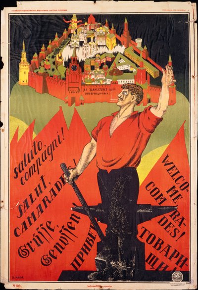Oktoberrevolution, Willkommen Genossen! Appell an die revolutionären Arbeiter im Ausland von Dmitry (1883 1946) Moor