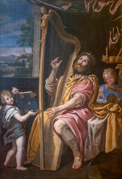 König David spielt die Harfe, Domenico Zampieri, bekannt als der Dominiquin von Domenichino